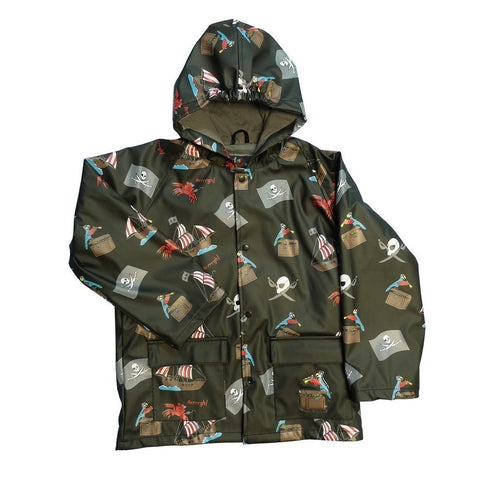 Little Boys Black Pirates Rain Coat 2T-6 - SophiasStyle.com